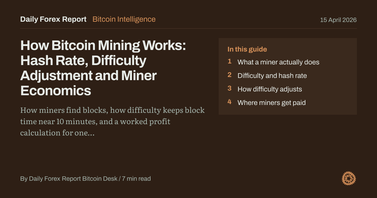 How Bitcoin Mining Works: Hash Rate, Difficulty Adjustment and Miner Economics: Bitcoin Intelligence, Daily Forex Report